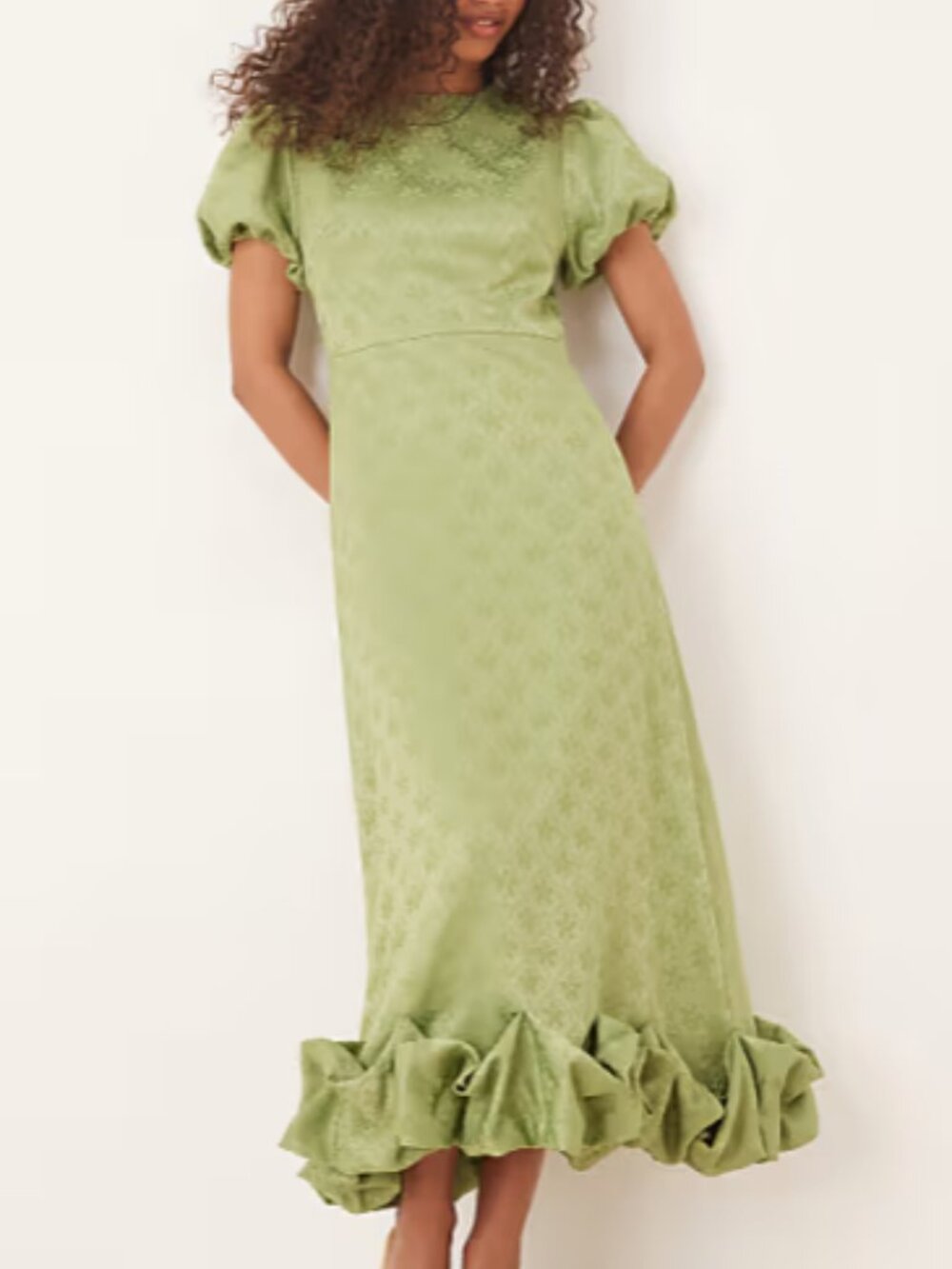 Sister Jane Green Puff Sleeve Bubble Hem Maxi Dress Size L+ / US 12
